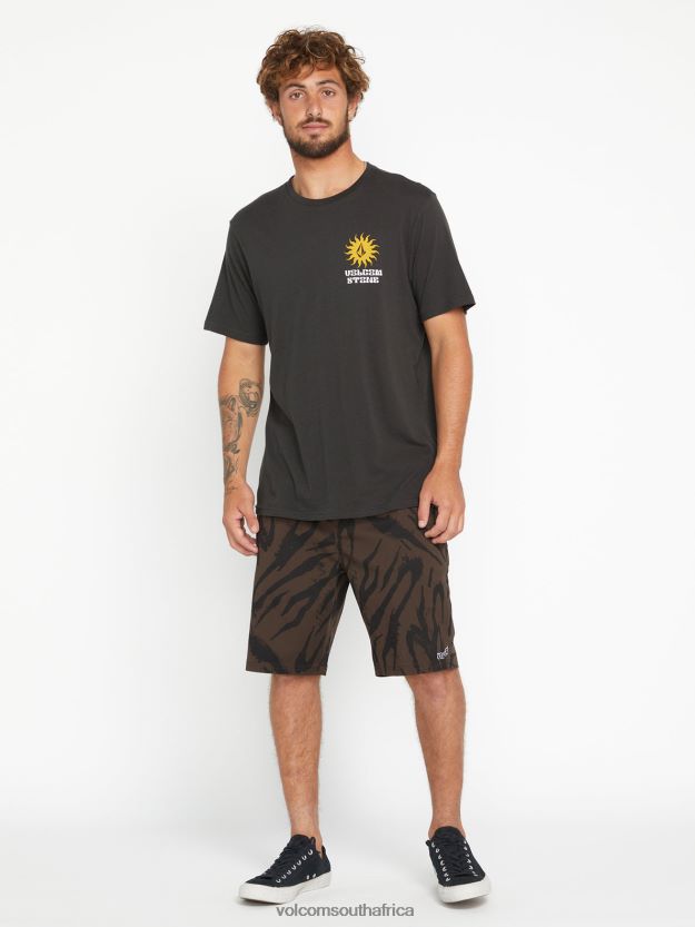 Z0ZR08748 Dark Brown Unisex Outer Spaced Elastic Waist Shorts Volcom Outdoor