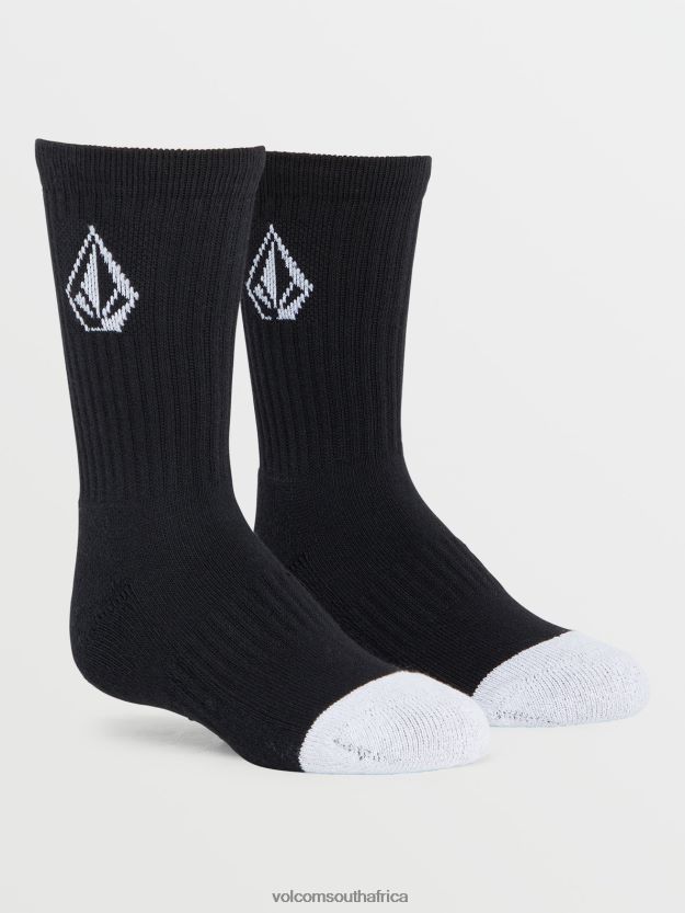 Z0ZR081289 Black Boys Full Stone Socks 3 Pack Volcom Accessories