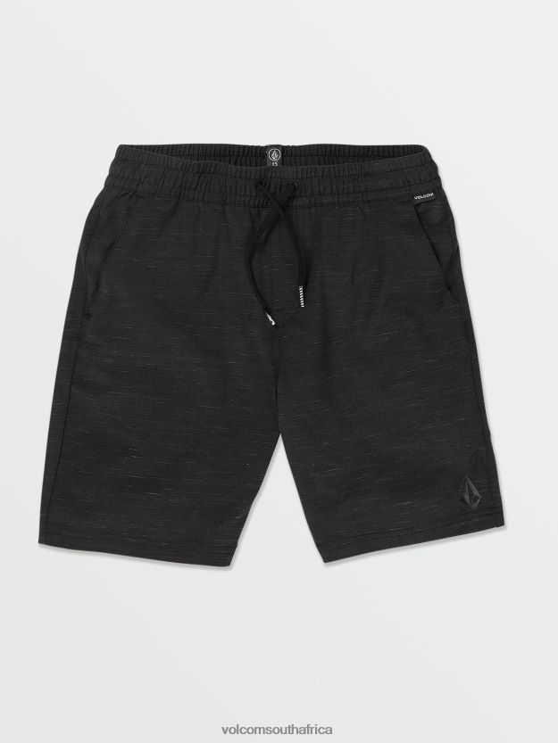 Z0ZR081211 Black Boys Understoned Elastic Waist Hybrid Shorts Volcom Clothing
