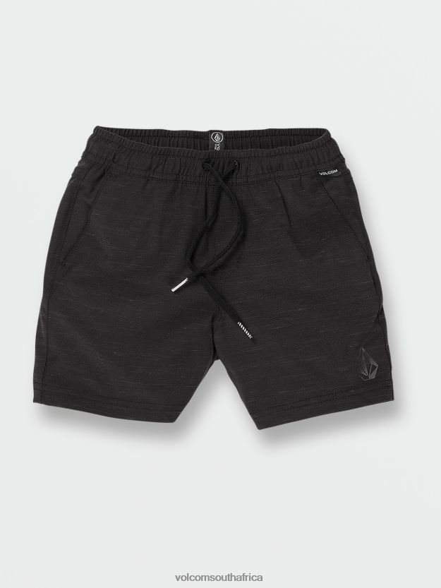 Z0ZR081216 Black Boys Understoned Elastic Waist Hybrid Shorts Volcom Clothing
