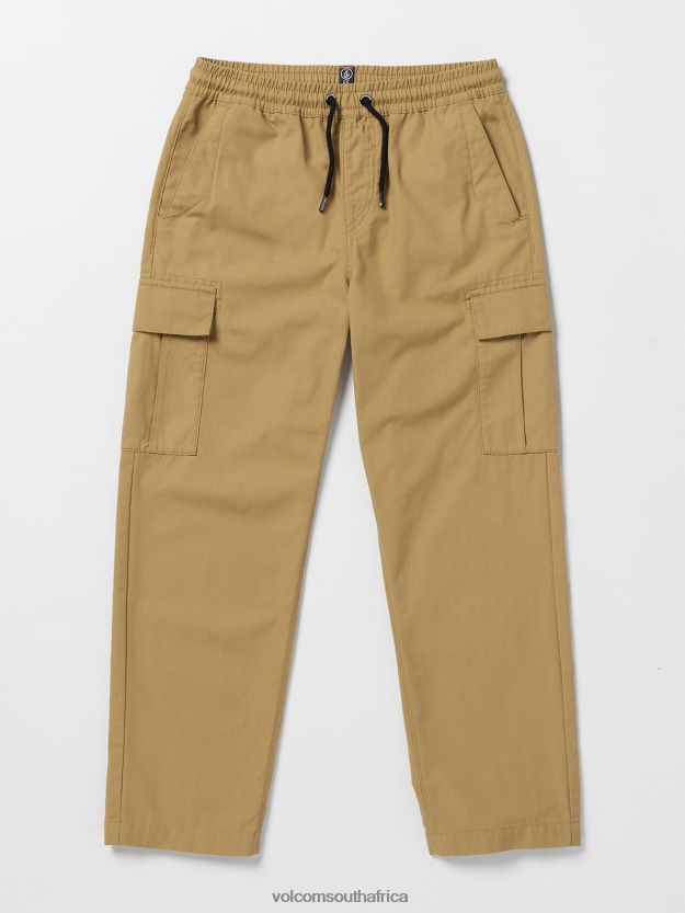 Z0ZR081266 Dark Khaki Boys March Cargo Elastic Waist Pants Volcom Clothing