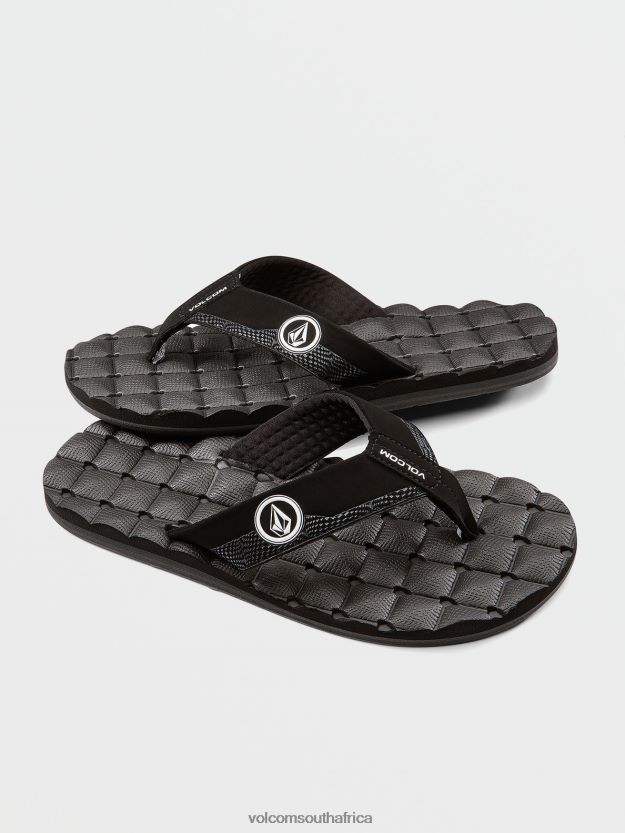 Z0ZR081311 Black White Boys Recliner Sandals Volcom Footwear