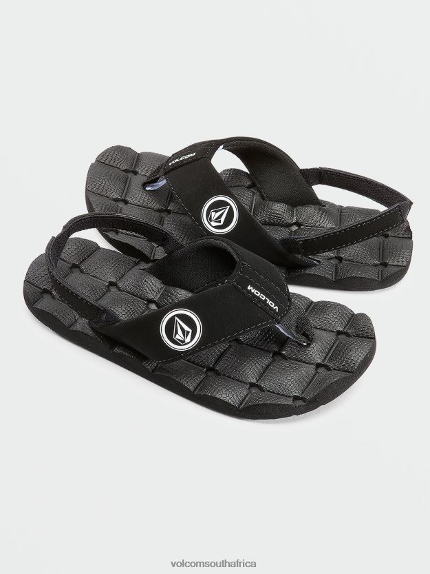 Z0ZR081315 Black White Boys Recliner Sandals Volcom Footwear