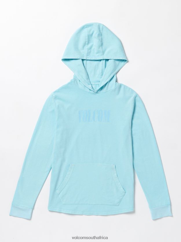 Z0ZR081170 Misty Blue Boys Stonedyed Long Sleeve Hooded Shirt Volcom Clothing