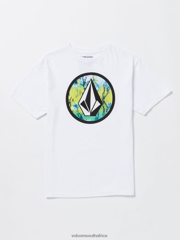 Z0ZR081161 White Boys Crisp Stone Fill Short Sleeve Tee Volcom Clothing