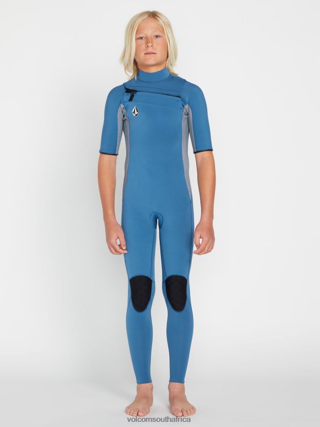 Z0ZR081366 Cruzer Blue Boys Modulator 2mm Chest Zip Short Sleeve Fullsuit Volcom Clothing