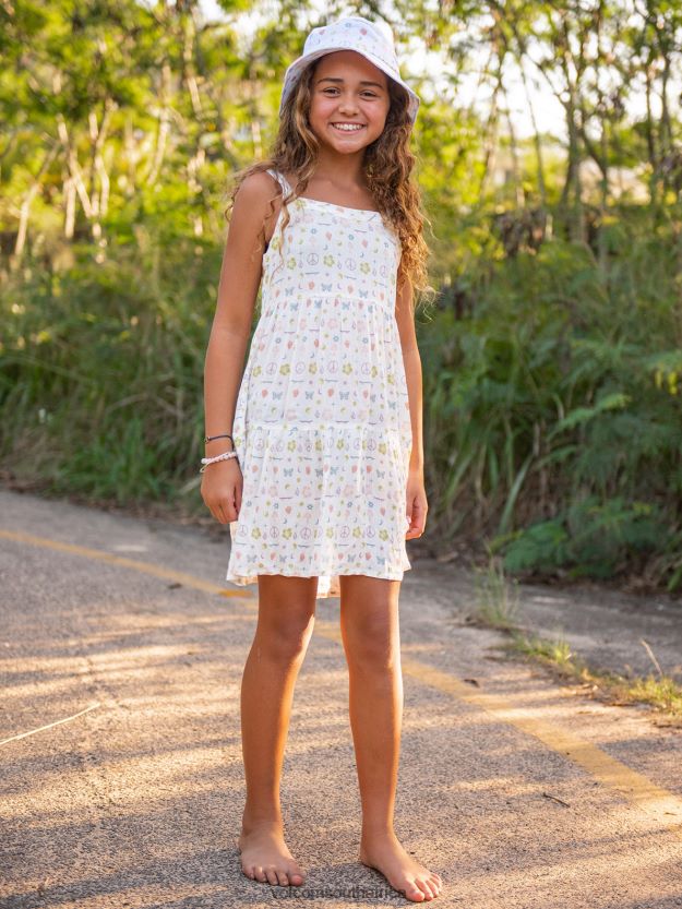 Z0ZR081342 Star White Girls Stickerbook Dress Volcom Clothing