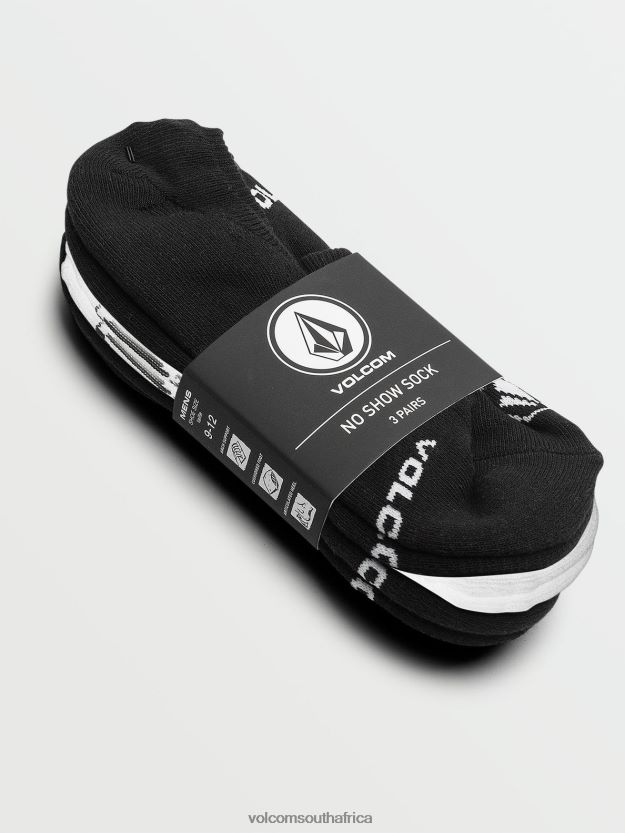 Z0ZR08436 Black White Men No Show Stone Socks 3 Pack Volcom Accessories
