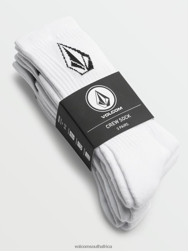 Z0ZR08438 White Men Full Stone Socks 3 Pack Volcom Accessories