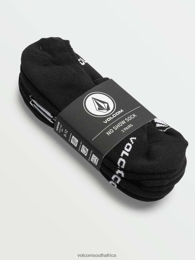 Z0ZR08439 Black Men No Show Stone Socks 3 Pack Volcom Accessories
