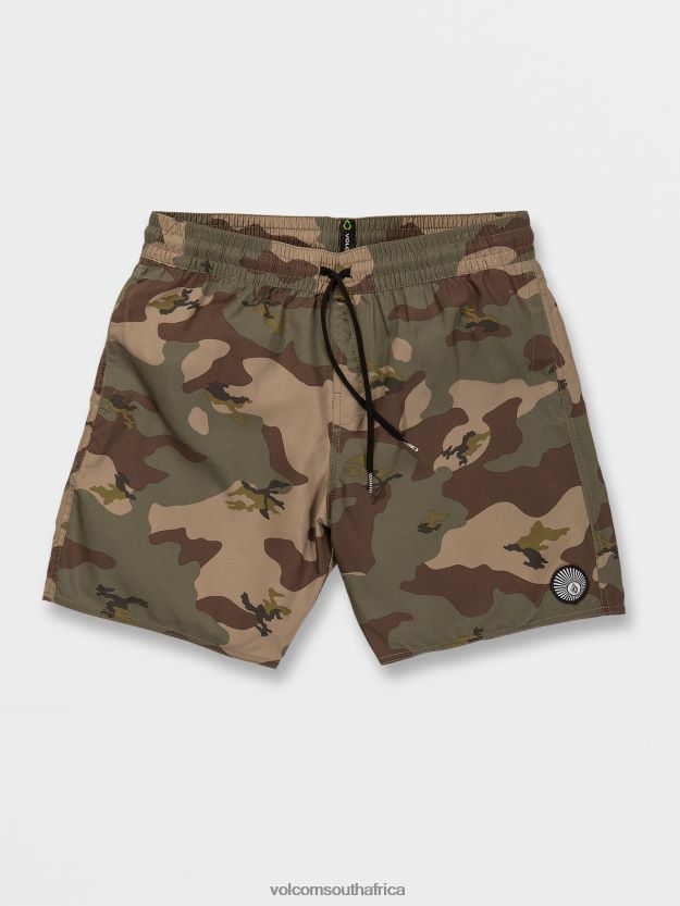 Z0ZR08249 Camouflage Men Center Print Elastic Waist Trunks Volcom Clothing