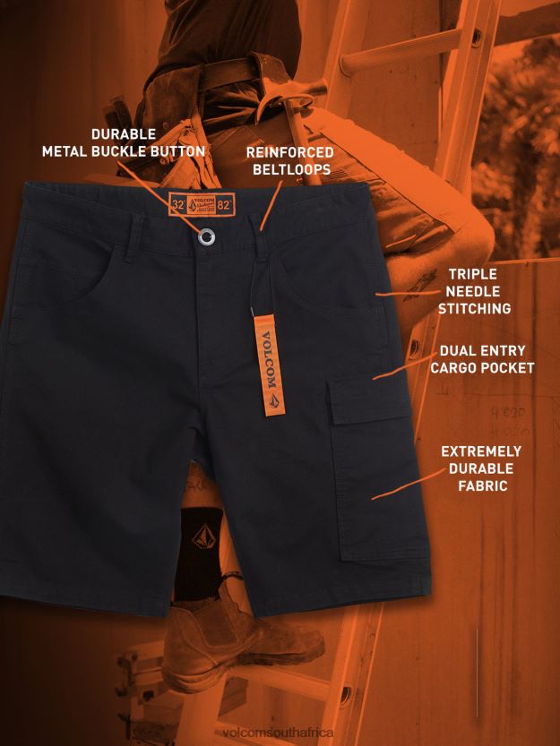 Z0ZR08205 Black Men Workwear Caliper Work Shorts Volcom Clothing