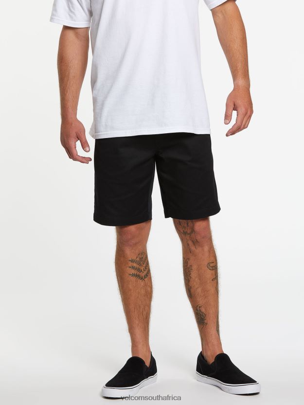 Z0ZR08213 Black Men Frickin Elastic Waist Shorts Volcom Clothing