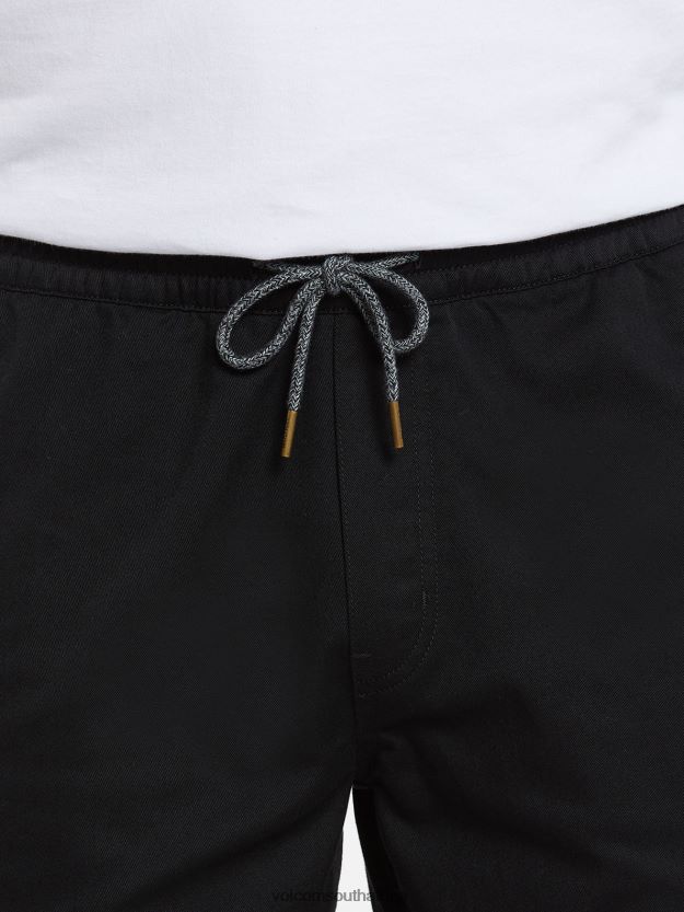Z0ZR08213 Black Men Frickin Elastic Waist Shorts Volcom Clothing