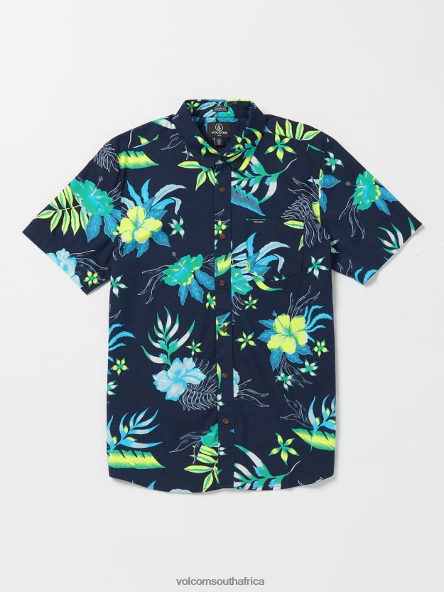 Z0ZR08128 Navy Men Sunriser Floral Short Sleeve Shirt Volcom Clothing