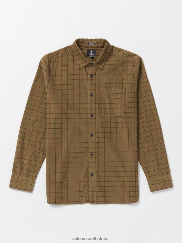 Z0ZR08134 Dark Khaki Men Zander Long Sleeve Shirt Volcom Clothing