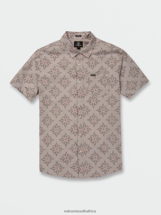 Z0ZR08158 Tower Grey Men Throwing Star Short Sleeve Shirt Volcom Clothing