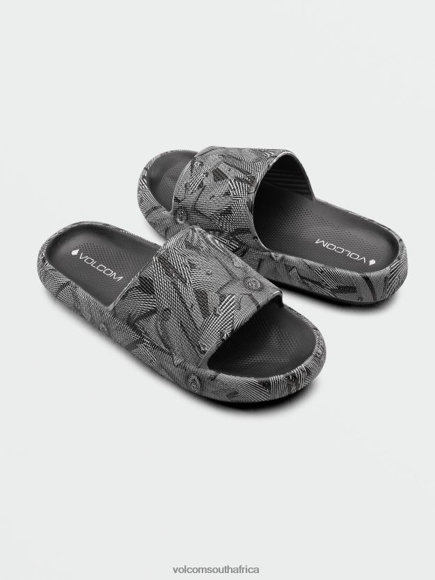 Z0ZR08583 Black White Men Stoney Cloud Slide Sandals Volcom Footwear