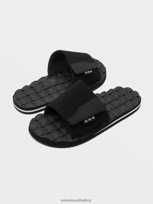 Z0ZR08587 Black White Men Recliner Slide Sandals Volcom Footwear