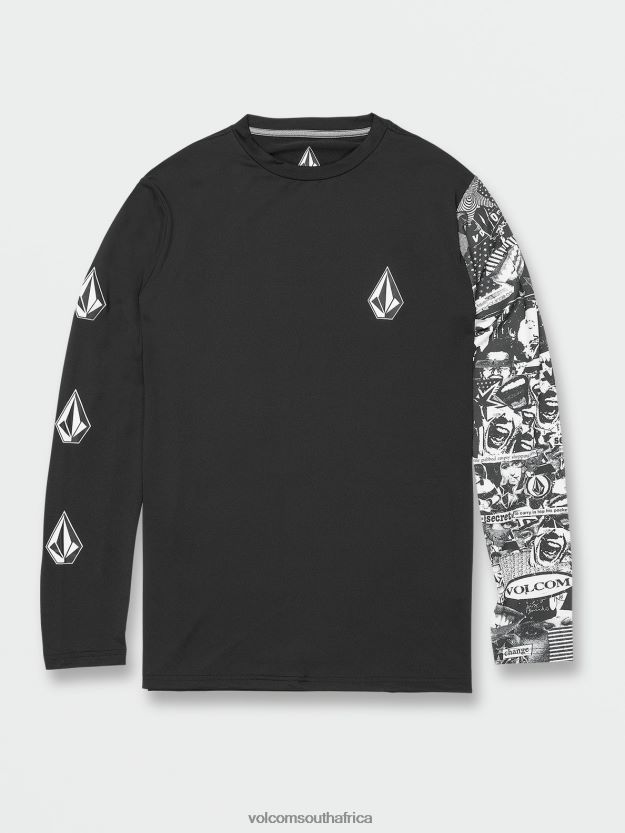 Z0ZR08112 Black Men Iconic Stone Collage Long Sleeve UPF 50 Rashguard Volcom Clothing