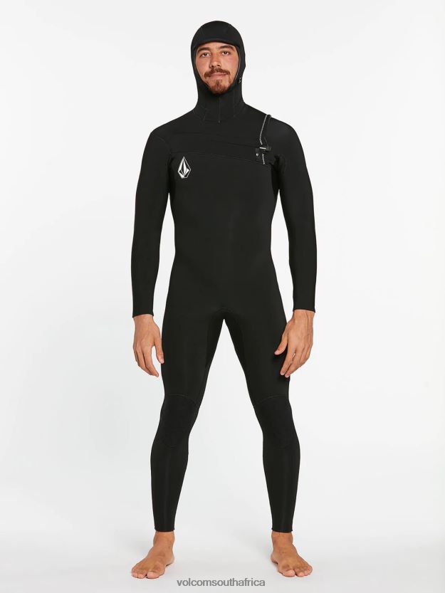 Z0ZR08639 Black Men Modulator 4/3mm Hooded Chestzip Fullsuit Volcom Clothing