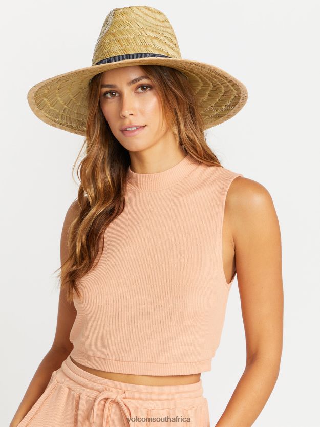 Z0ZR08975 Black Women Throw Shade Straw Hat Volcom Accessories