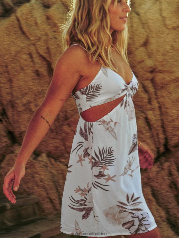 Z0ZR08879 White Women Coco Ho Cutout Dress Volcom Clothing