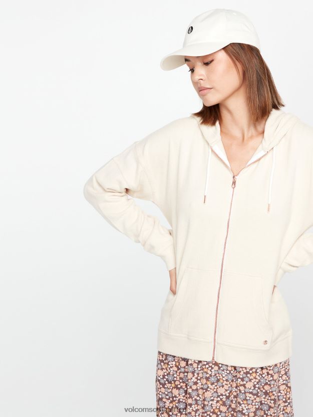 Z0ZR08848 Cream Women Lived in Lounge Zip Jacket Volcom Clothing
