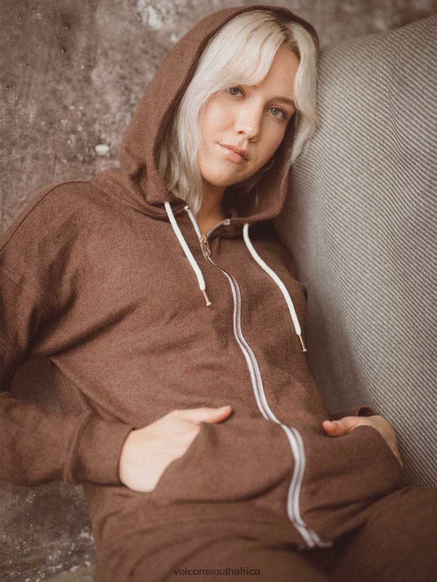 Z0ZR08899 Chocolate Women Lived in Lounge Zip Jacket Volcom Clothing