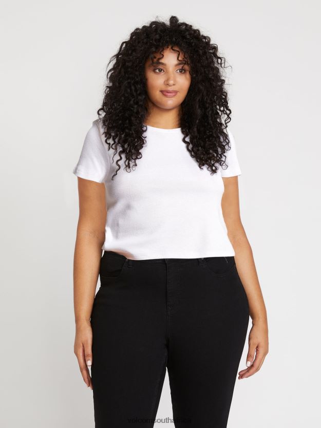 Z0ZR08822 White Women One of Each Baby Tee Plus Size Volcom Clothing