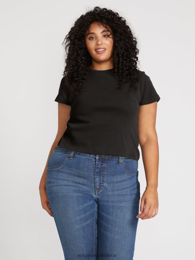Z0ZR08823 Black Women One of Each Baby Tee Plus Size Volcom Clothing