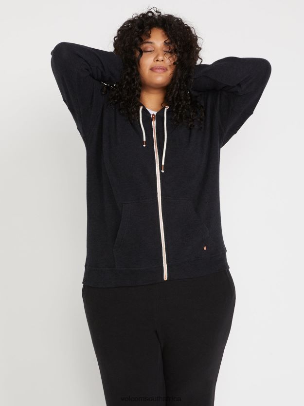 Z0ZR08851 Black Women Lived In Lounge Zip Fleece Plus Size Volcom Clothing