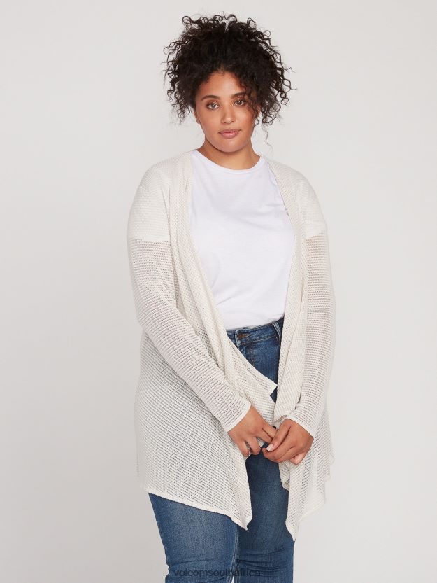 Z0ZR08868 Oatmeal Women Go Go Wrap Plus Size Cardigan Volcom Clothing