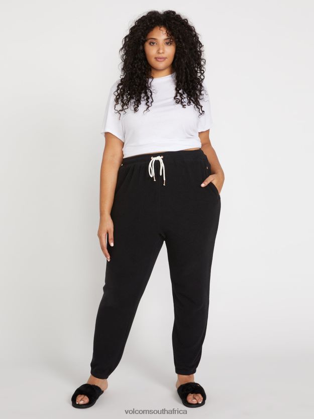 Z0ZR08942 Black Women Lived In Lounge Fleece Pants Plus Size Volcom Clothing