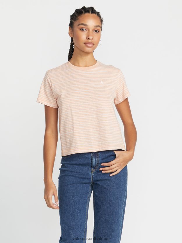Z0ZR08791 Clay Women Halite Stripe Short Sleeve Shirt Volcom Clothing