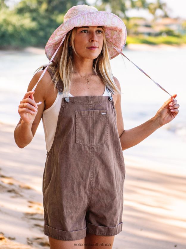 Z0ZR08889 Slate Grey Women Strutin Stone Romper Volcom Clothing