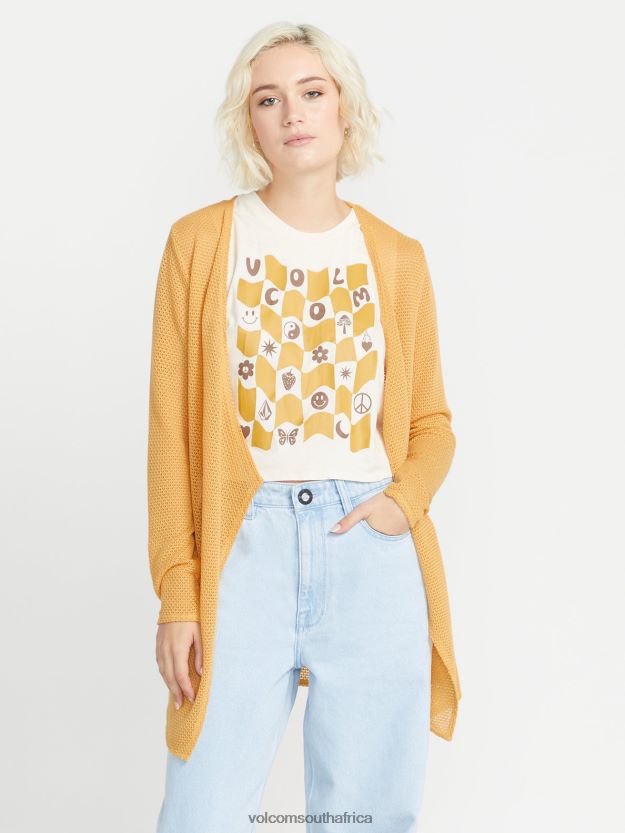 Z0ZR08863 Dust Gold Women Go Go Wrap Sweater Volcom Clothing