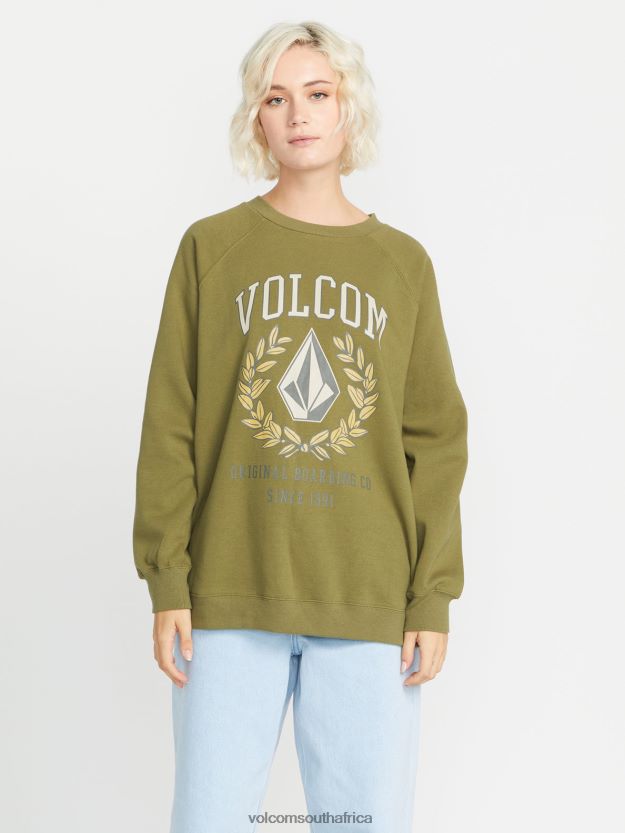 Z0ZR08840 Moss Women Stone Magic Boyfriend Crew Sweatshirt Volcom Clothing