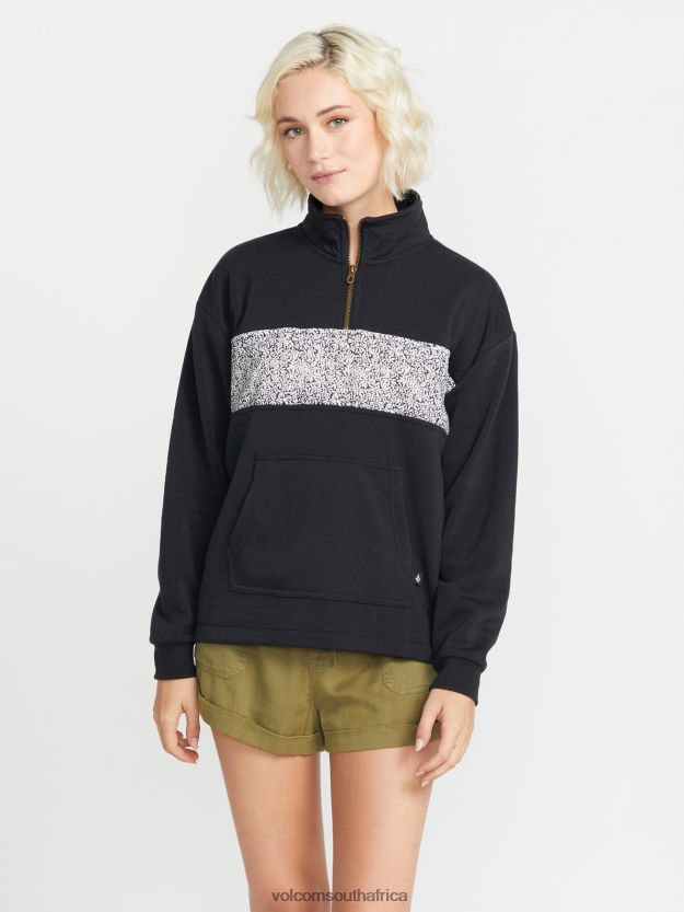 Z0ZR08843 Black Out Women Stone Stacked Mock Neck Pullover Sweatshirt Volcom Clothing