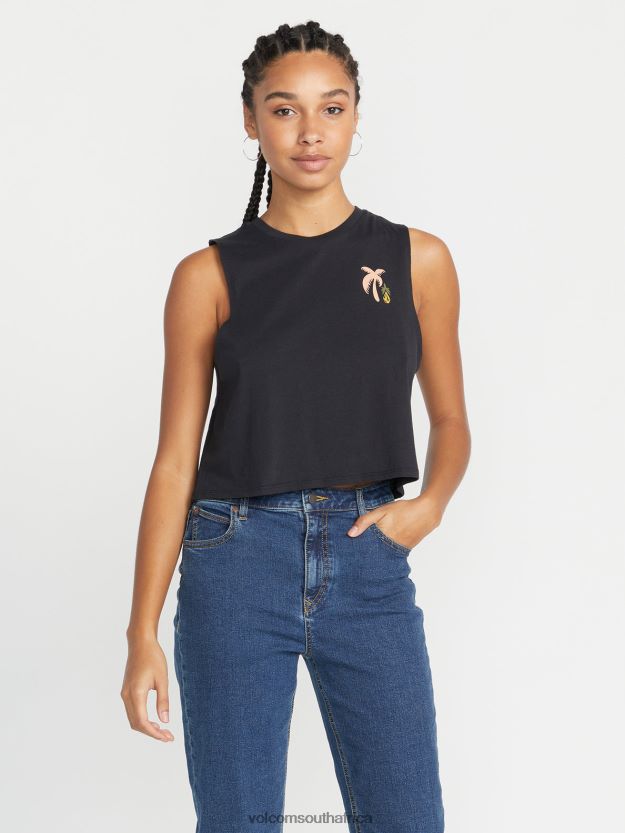 Z0ZR08783 Black Women Stone Hour Crop Tank Volcom Clothing