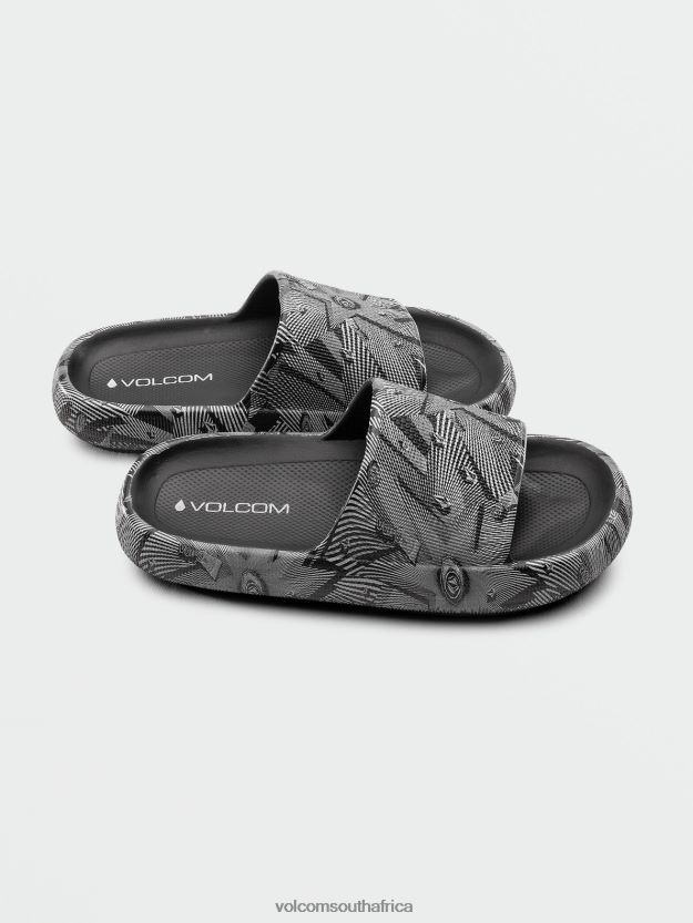 Z0ZR081003 Black White Women Stoney Cloud Slide Sandals Volcom Footwear