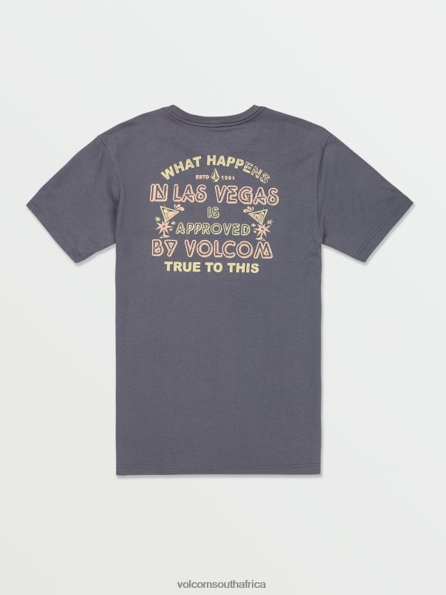 Z0ZR08106 Dark Slate Men Vegas Happening Name Drop Short Sleeve Tee Volcom Clothing - Image 2
