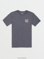 Z0ZR08106 Dark Slate Men Vegas Happening Name Drop Short Sleeve Tee Volcom Clothing