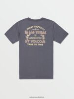 Z0ZR08106 Dark Slate Men Vegas Happening Name Drop Short Sleeve Tee Volcom Clothing - Image 3