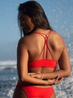 Z0ZR081073 Candy Apple Women Simply Solid V-Neck Bikini Top Volcom Clothing - Image 2