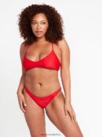 Z0ZR081076 Candy Apple Women Simply Solid Full Bikini Bottoms Volcom Clothing - Image 8