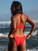Z0ZR081080 Candy Apple Women Simply Solid V-Bikini Bottoms Volcom Clothing - Image 2