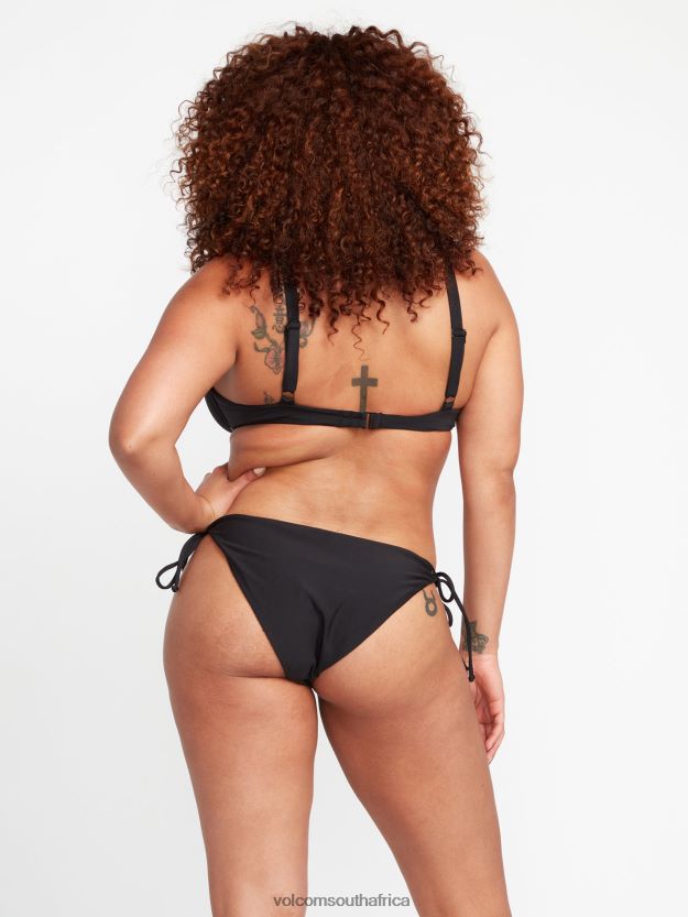 Z0ZR081082 Black Women Simply Seamless Tie Side Bikini Bottoms Volcom Clothing - Image 11