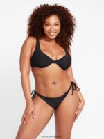 Z0ZR081082 Black Women Simply Seamless Tie Side Bikini Bottoms Volcom Clothing - Image 7