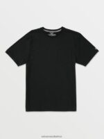 Z0ZR08109 Black Men Solid Short Sleeve Pocket Tee Volcom Clothing